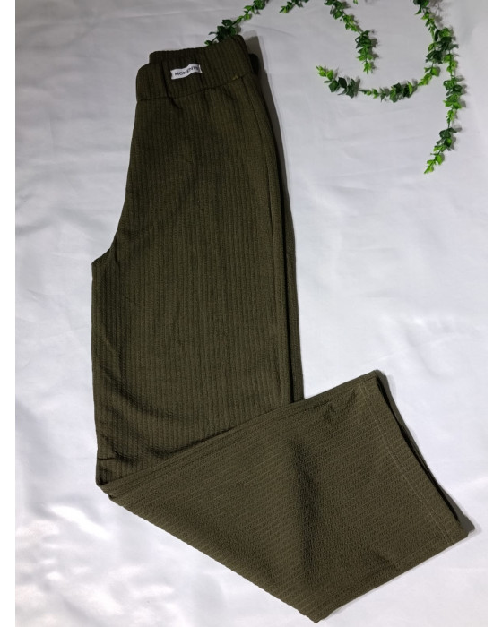 Fitilli Çizgili Ispanyol Paça Yüksek Bel Dayanıklı Tayt Pantalon